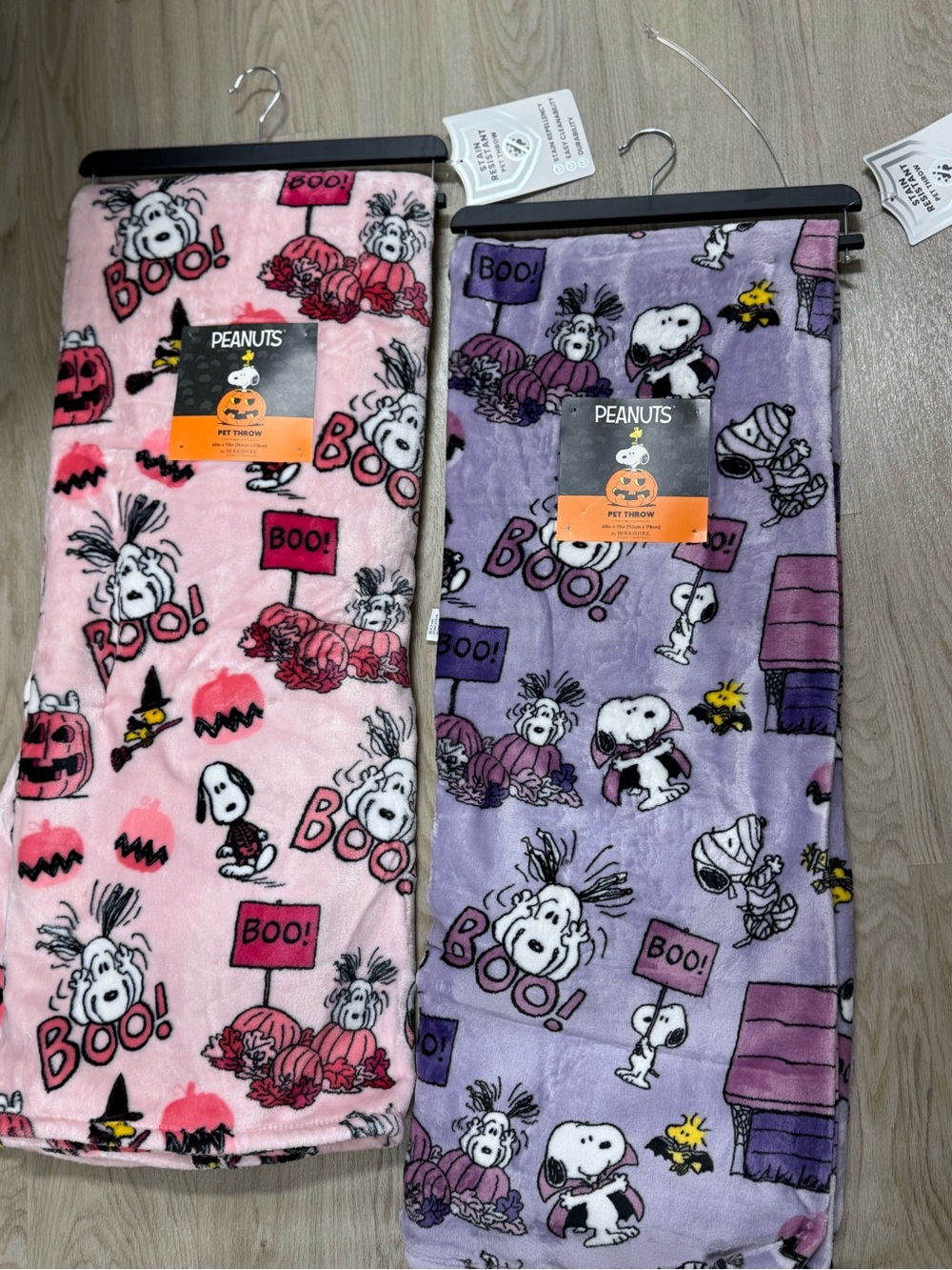 Peanuts Halloween Throw Blanket Pink and Purple